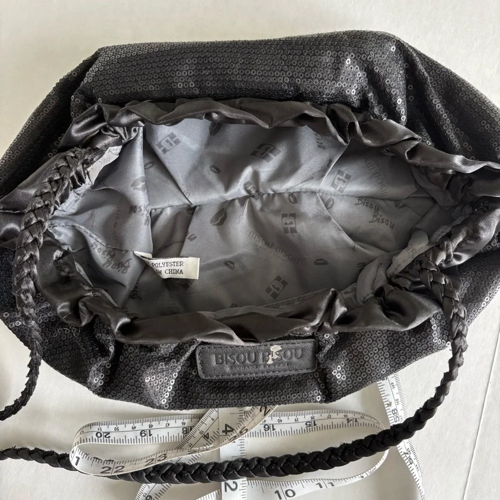 Bisou Bisou by Michele Bohbot black sequin clutch or crossbody bag